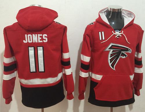 Nike Falcons #11 Julio Jones Red/Black Name & Number Pullover NFL Hoodie